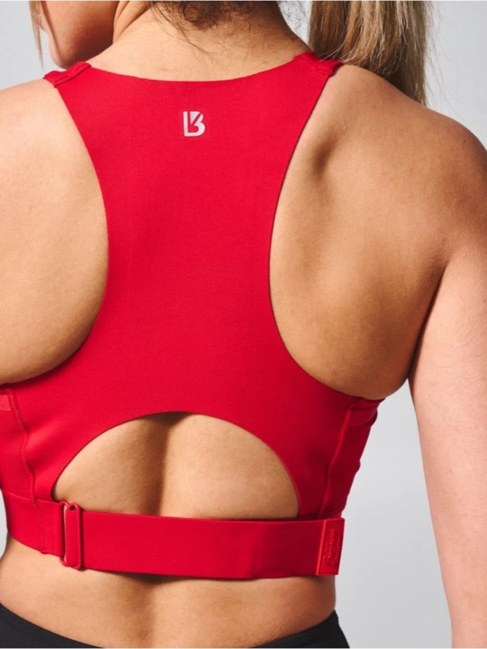 BuffBunny Red Front-Zip Racerback Sports Bra - Picture 2 of 2